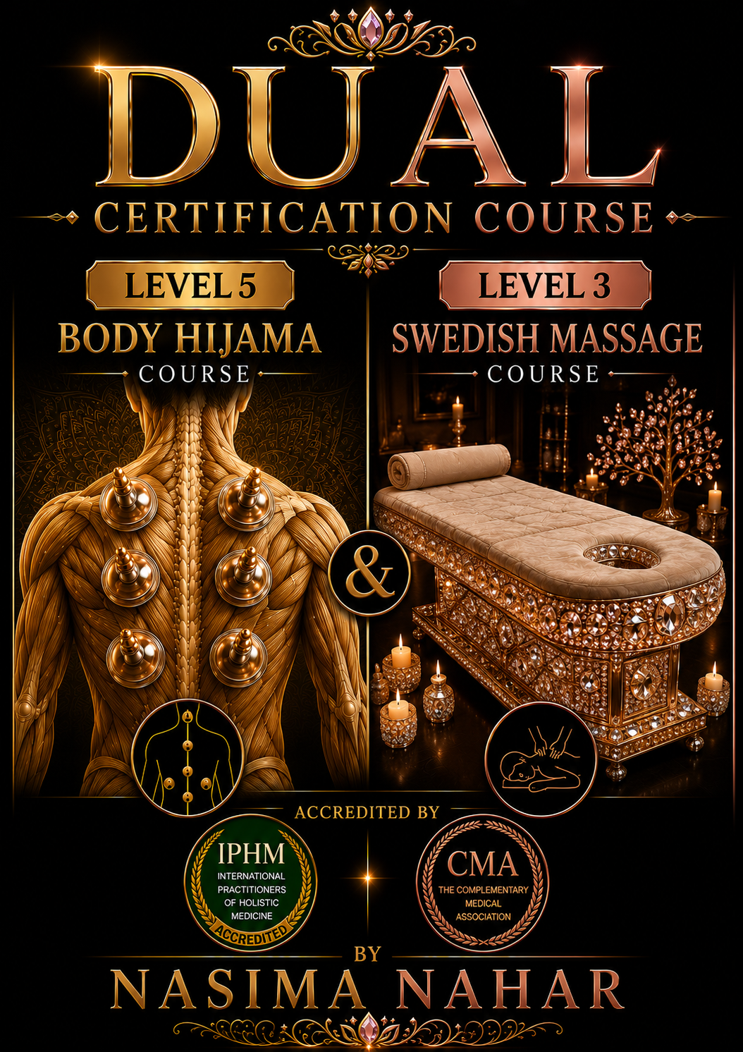 Dual Certification Level 5 Hijama Course and Swedish Massage Course